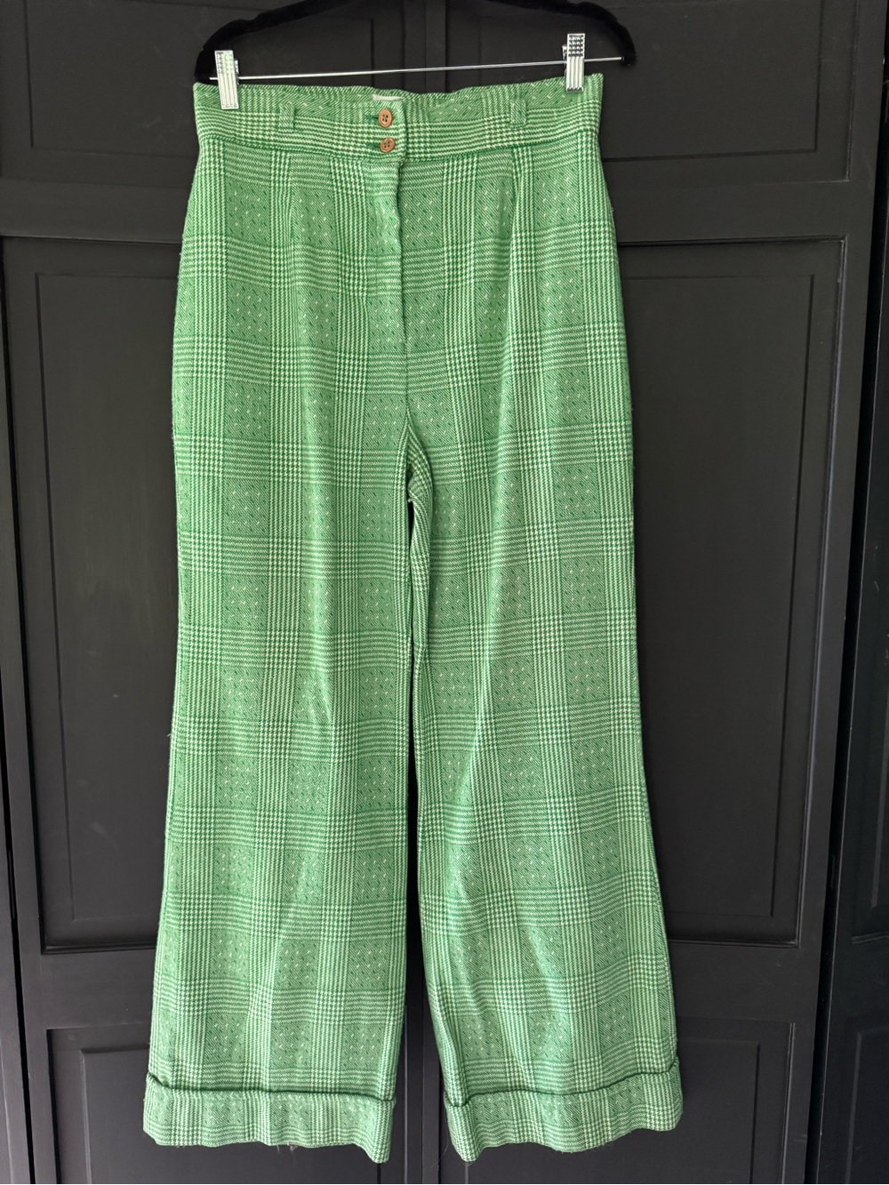 Vintage Women’s Green Wide-Leg High-Waist Pants